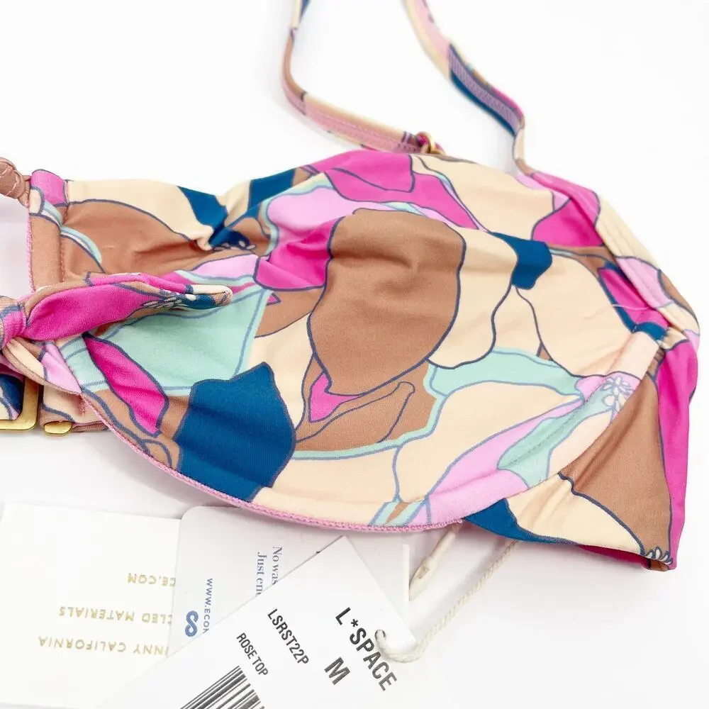 L*Space Rose Underwire Bikini Top Sundazed Floral Print Size Medium NEW!